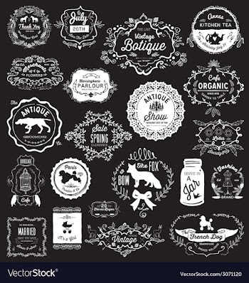 20 Vintage hand drawn Logos vector image