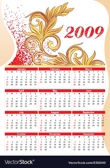 2009 Floral Calendar vector image