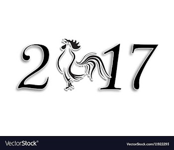 2017 fire rooster Stylized lettering on a white vector image