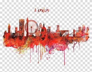 2018 London Marathon Watercolor painting Skyline, watercolor skyline transparent background PNG clipart