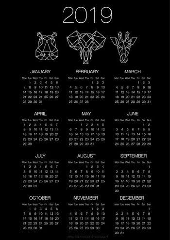 2019 calendar - Black version