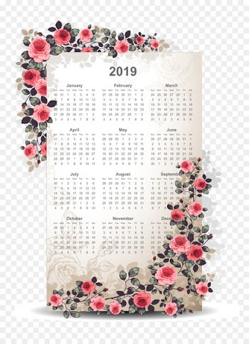 2019 Calendar Printable USA with flower boarder.pn - others 