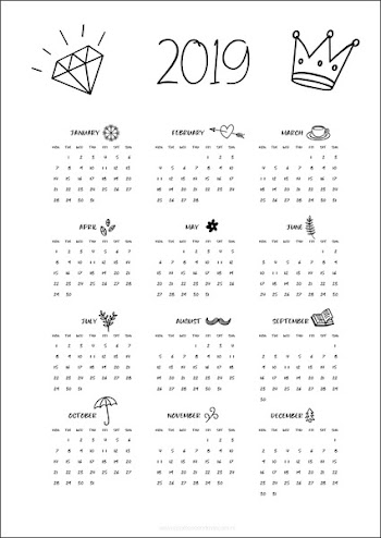 2019 Calendar template