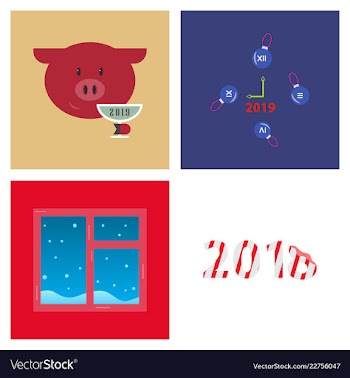 2019 happy new year greeting card celebration vector image