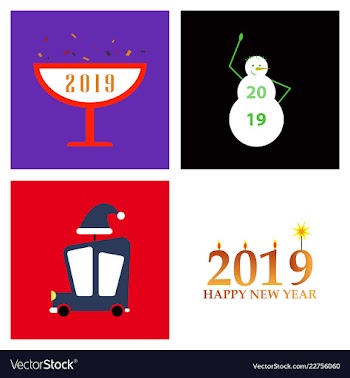 2019 happy new year greeting card celebration vector image