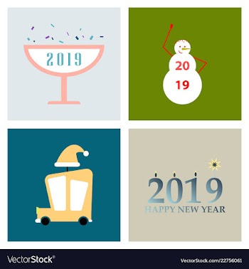 2019 happy new year greeting card celebration vector image