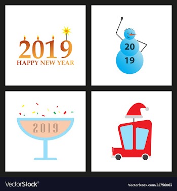 2019 happy new year greeting card celebration vector image