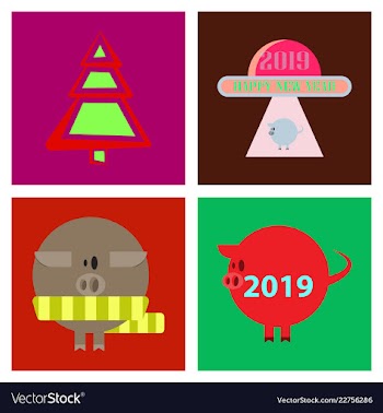 2019 happy new year greeting card celebration vector image