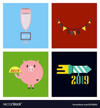 2019 happy new year greeting card celebration vector image