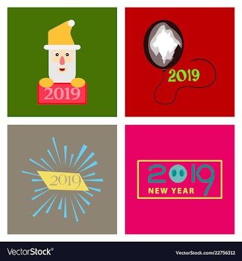 2019 happy new year greeting card celebration vector image