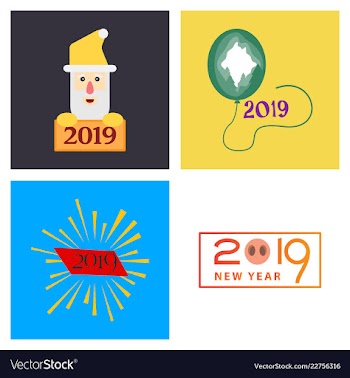2019 happy new year greeting card celebration vector image