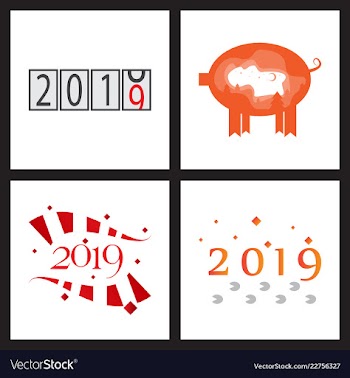 2019 happy new year greeting card celebration vector image