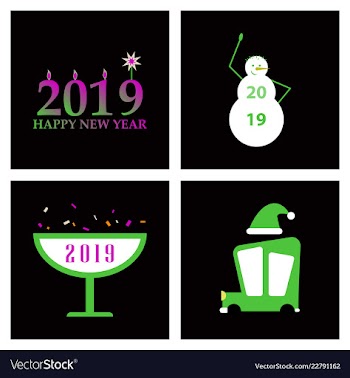 2019 happy new year greeting card celebration vector image