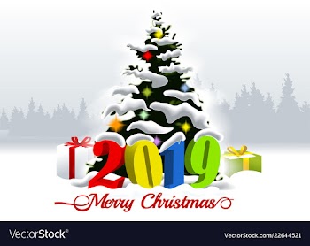  					2019 merry christmas and winter landscape vector image														