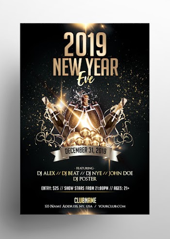2019 New Year Eve – Luxury Free PSD Flyer Template