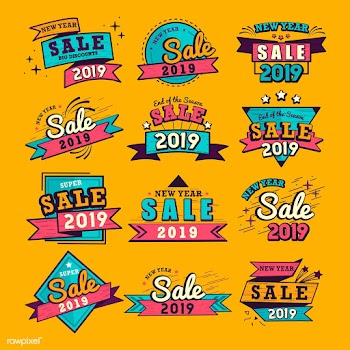 2019 new year sale badge vector set | Free stock vector - 532692