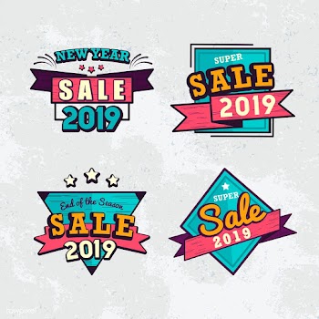 2019 new year sale badge vector set | Free stock vector - 532749