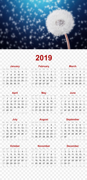 2019 printable calendar - dandelion nature design. - others 
