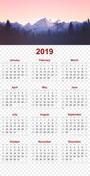 2019 printable calendar - mountain nature design.p - others 