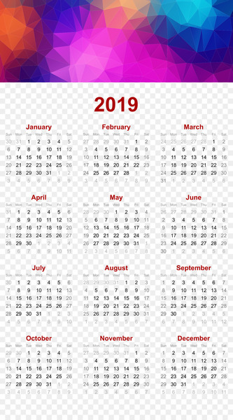 2019 printable calendar - triangles polygon geomet - others 