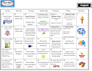 2019 Summer Calendar - Example — Burn Brae Day Camp of Creative Arts