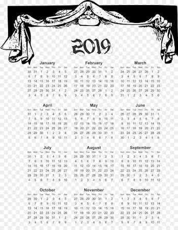 2019 yearly calendar downloadable in comic design. - others 