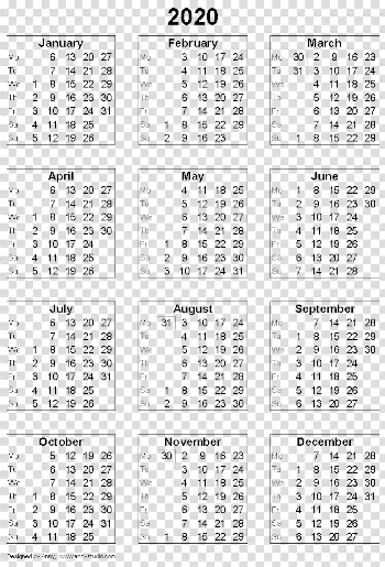 2020 Calendar PNG High-Quality Image