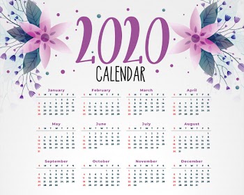 2020 flower calendar template Free Vector
