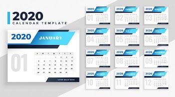 2020 modern calendar layout template Free Vector