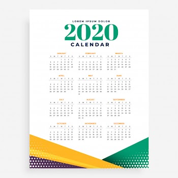 2020 new year calendar template Free Vector