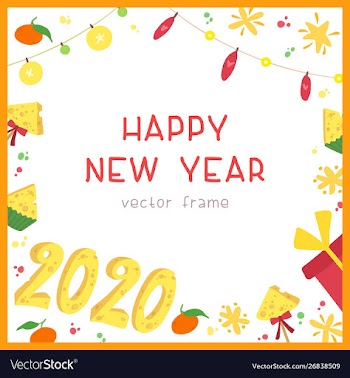 2020 new year holiday square frame with vector image