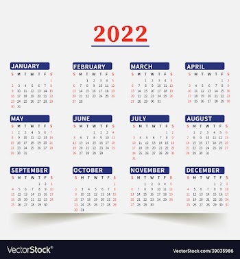 2022 one page calendar template