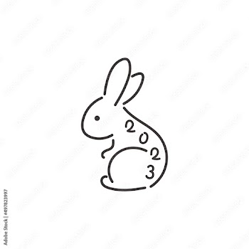 2023年卯年 横向きのシンプルなうさぎのイラスト