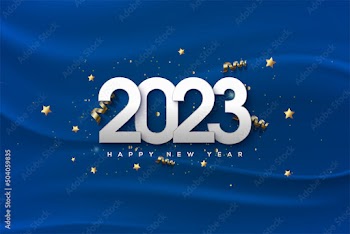 2023 happy new year on blue cloth background