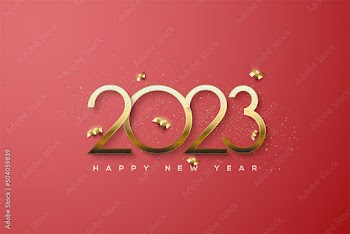 2023 happy new year with thin gold numbers