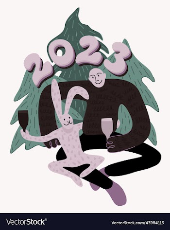 2023 year of rabbit man and rabbit hugging and