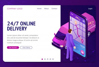 24 7 online delivery vector banner Free Vector