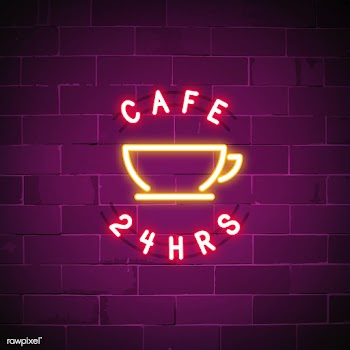24 hours cafe neon sign vector | Free stock vector - 537678