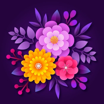 2d gradient paper style flowers Free Vector