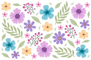 2d retro flowers background Free Vector