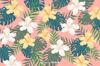 2d tropical flowers background Free Vector