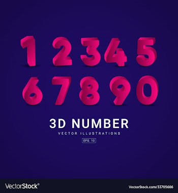 3 d number label template design