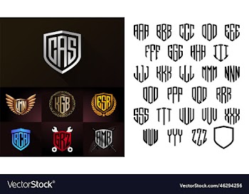 3 letter shield logo emblem monogram abbreviation