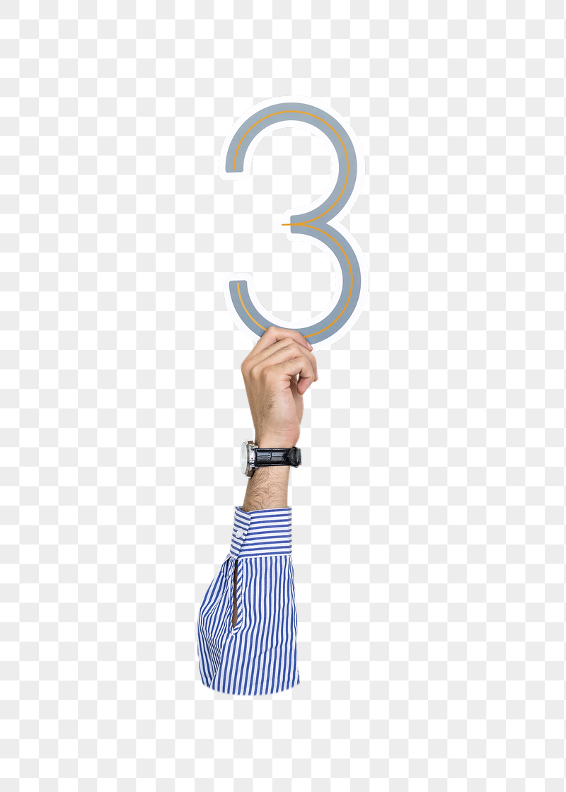 3 png number, raised hand, | Free PNG - rawpixel