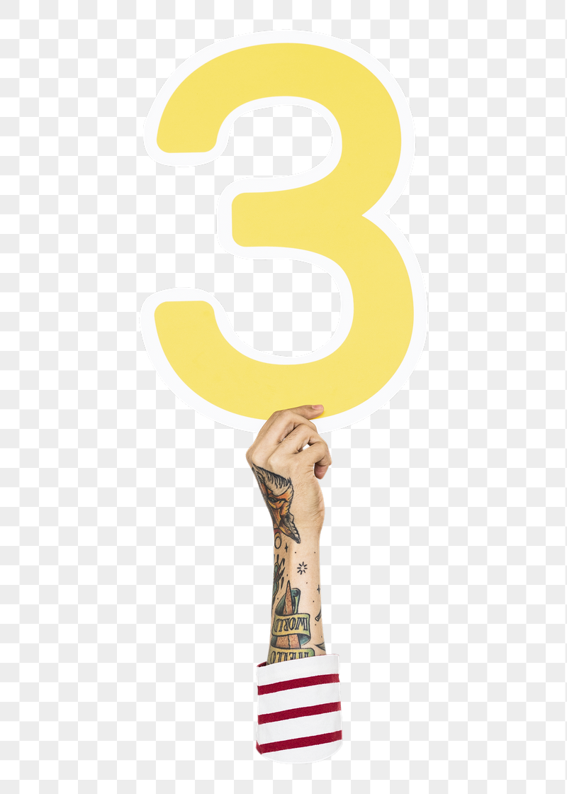 3 png number, raised hand, | Free PNG - rawpixel
