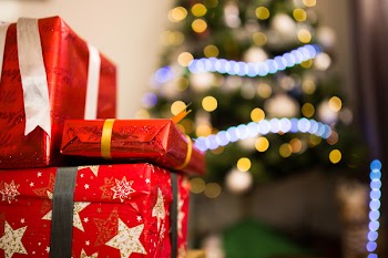 3 Red Covered Present Box