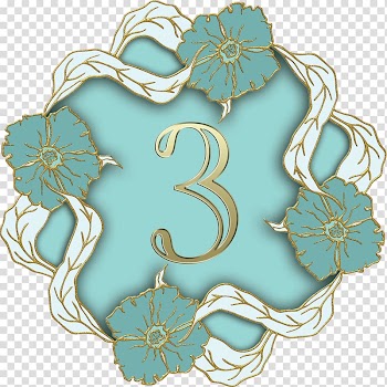 3 text overlay with floral frame, Flower Theme Number 3 transparent background PNG clipart