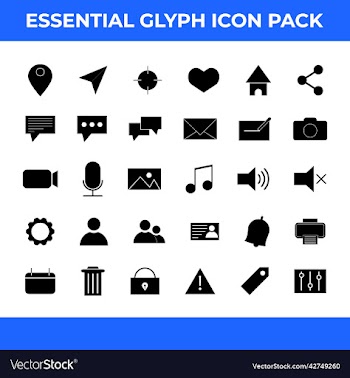30 glyph essential icon pack