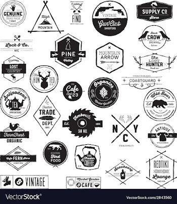30 Hand sketched Vintage style logos vector image