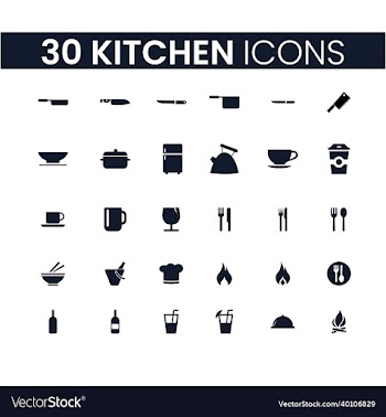 30 kitchen icons set